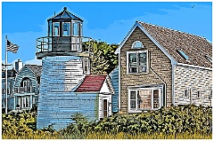 Hyannis Harbor Lighthouse in Cape Cod -Digital Painting